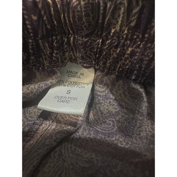 Victoria's Secret Satin-Like Pajama Set Purple Gold Paisley Button Shirt Pants S - Picture 10 of 16